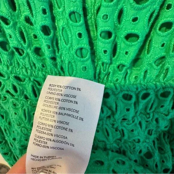 Anthropologie Green Eyelet Somerset Mini Dress | M - Picture 6 of 6